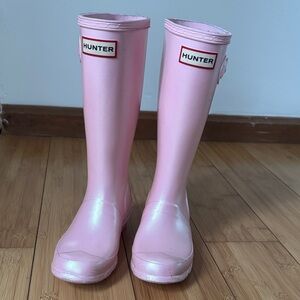 Hunter Glossy Pink Tall Boots